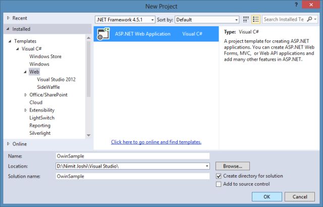 Creating Web Application in VS 2013